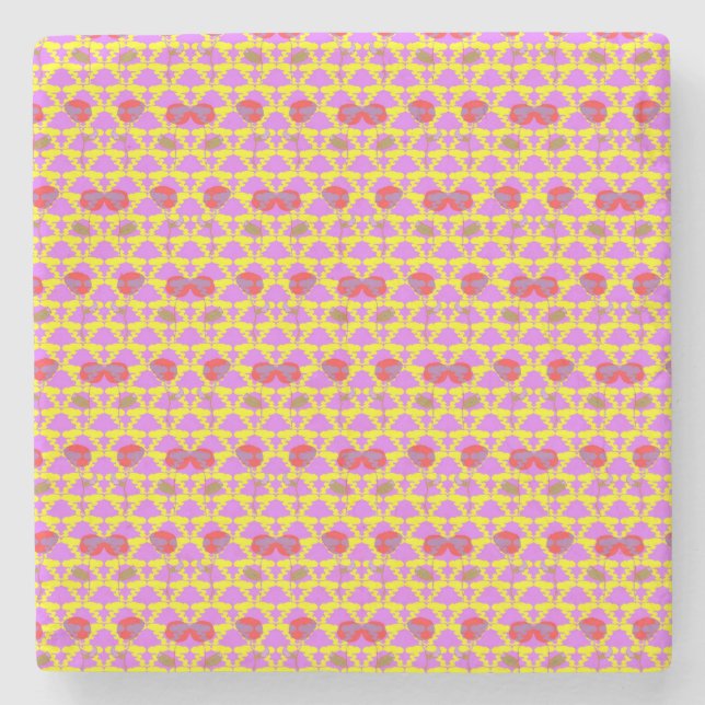 Two Flowers Roses Stone Coaster (Front)