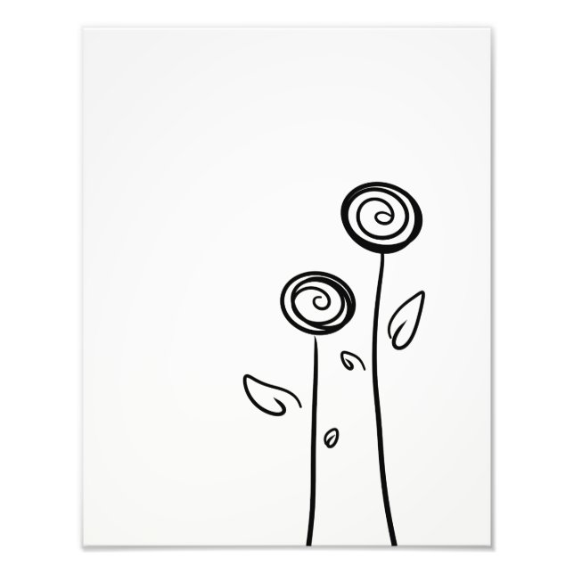 Two Flowers Simple Line Drawing Photo Print (Front)