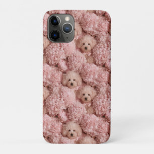 Two Fluffy Poodle Puppies Surrounded Flowers Case-Mate iPhone Case