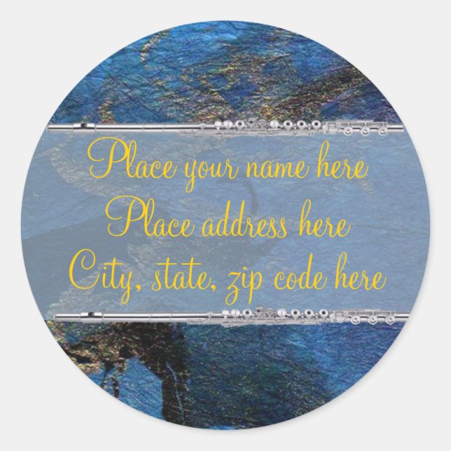 Two Flutes Return Address Classic Round Sticker (Front)