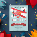 Two Fly Plane Kids 2nd Birthday Invitation<br><div class="desc">Celebrate your kid's special day with this Two Fly Plane Kids 2nd Birthday design. This design features a big red plane against a light blue background and white fluffy clouds. The reverse is a polka-dot pattern. You can customise this further by clicking on the "PERSONALIZE" button. Matching Items in our...</div>