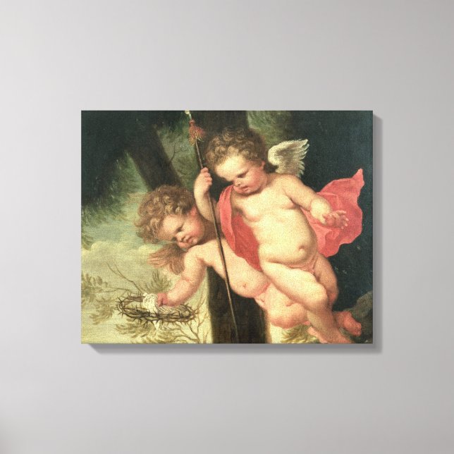 Two Flying Cherubs, holding the Crown of Thorns an Canvas Print (Front)