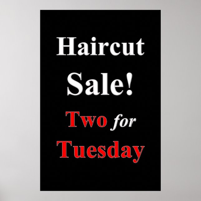 Two for Tuesday Haircut Sale Beauty Salon Poster (Front)