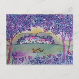 Two foxes postcard