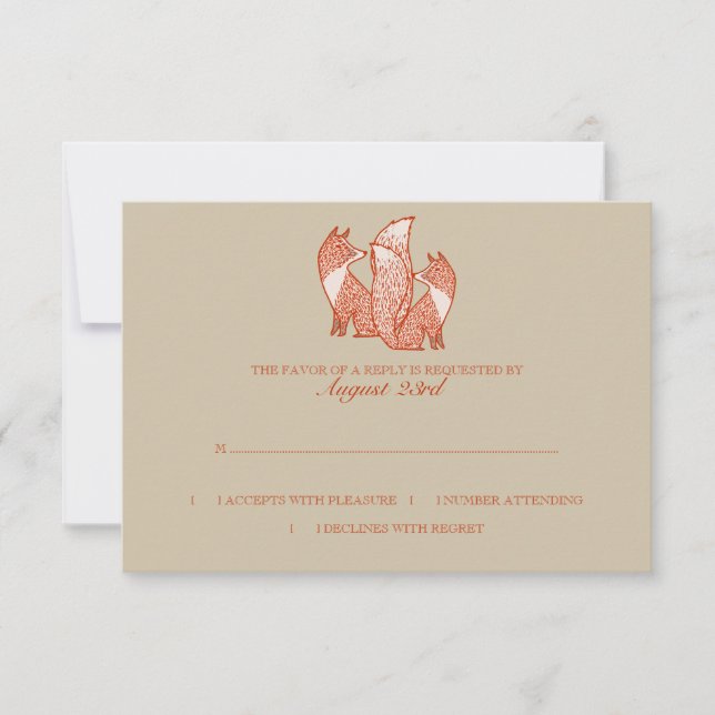 Two Foxes Wedding Invitation rsvp (Front)