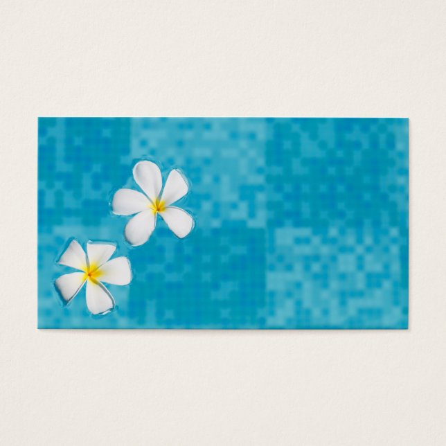 Two frangipani flowers in a blue water (Front)