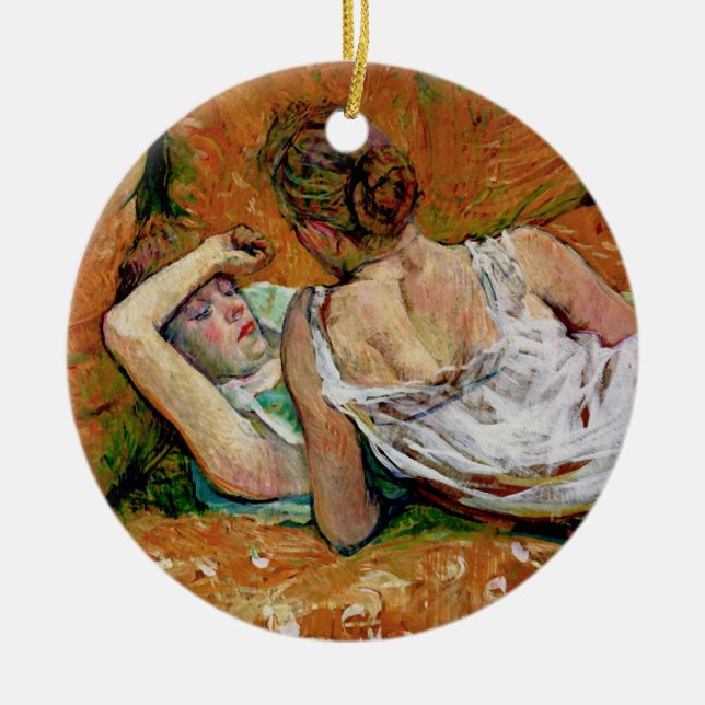 Two Friends by Toulouse-Lautrec  (Version 2) Ceramic Tree Decoration (Front)