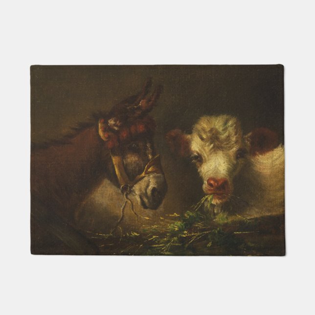 Two Friends (Donkey and Lamb) (Farm Animals) Doormat (Front)