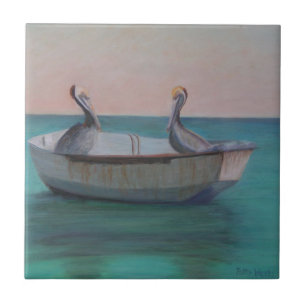 TWO FRIENDS IN A DINGHY Ceramic Tile