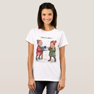 Two friends in winter — Festive snowy scene T-Shirt
