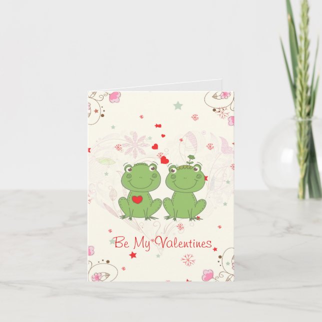 Two Frogs In Love Be My Valentines Holiday Card (Front)
