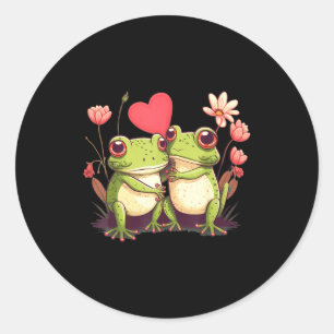 Two Frogs Valentines Day Love On Couple Frog  Classic Round Sticker