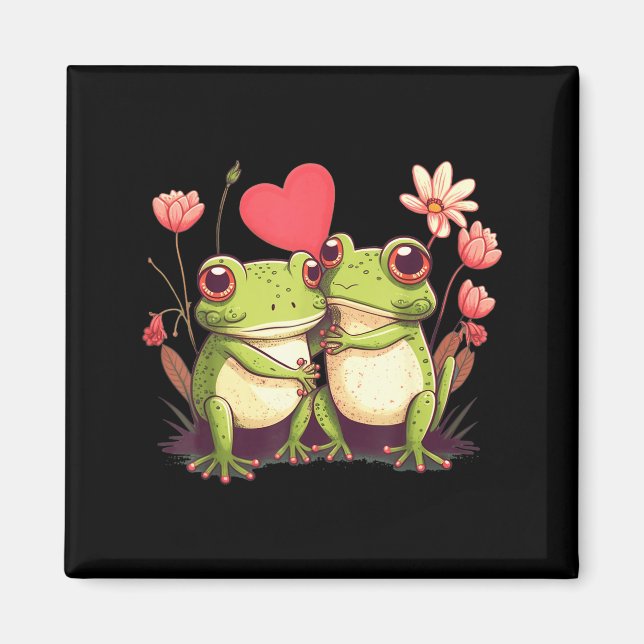 Two Frogs Valentines Day Love On Couple Frog  Magnet (Front)