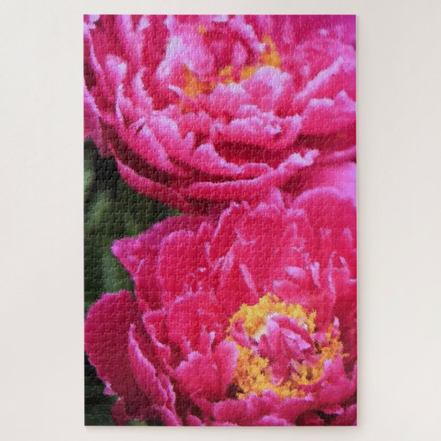 Two Fuchsia Peony Blooms Painting Jigsaw Puzzle (Vertical)