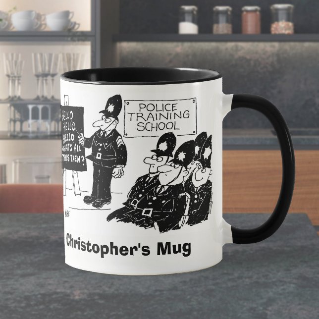 Two Funny Police Cartoons. Add Name Choice. Mug (Creator Uploaded)