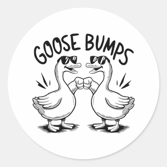 Two geese fist bumping each classic round sticker (Front)