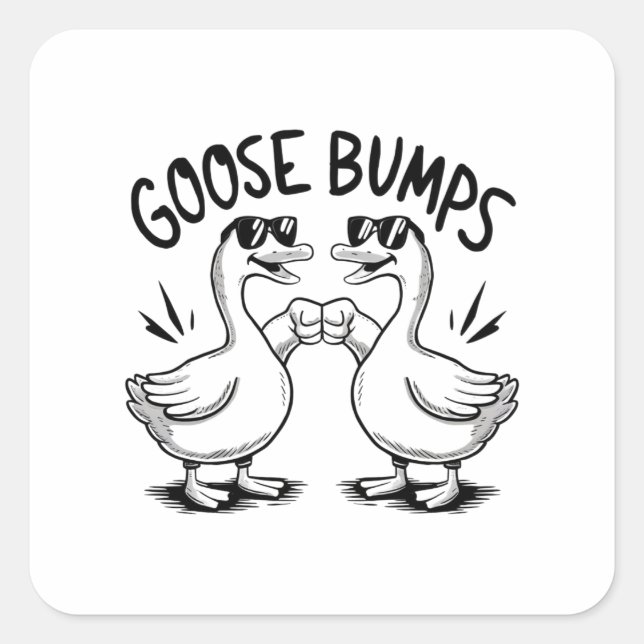 Two geese fist bumping each square sticker (Front)