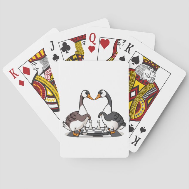 Two Geese Playing Chess Cards (Back)