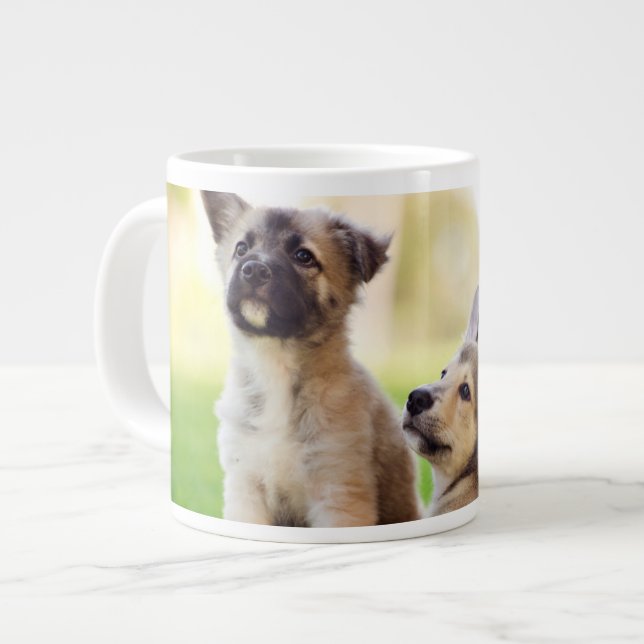 Two German Shepherd Puppies Large Coffee Mug (Front Left)