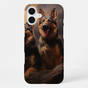 Two German Shepherds at Dusk iPhone 16 Plus Case