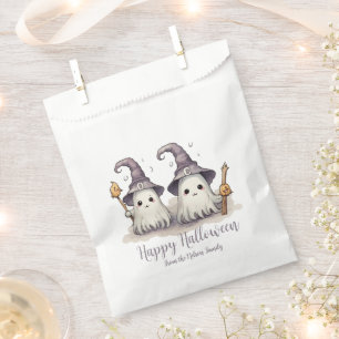 Two Ghosts Witches Hats Brooms Happy Halloween Favour Bags