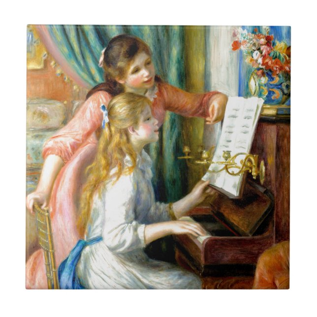 Two Girls at the Piano - Pierre Auguste Renoir Tile (Front)