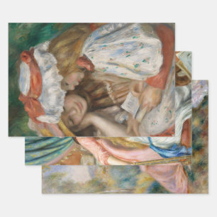Two Girls Decoupage Trio Set, Renoir Art Wrapping Paper Sheet