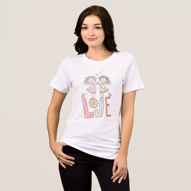 Two Girls In Love Tri-Blend Shirt (Front Full)