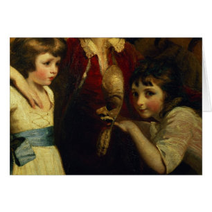 Two Girls, One Playing with a Mask, detail from th