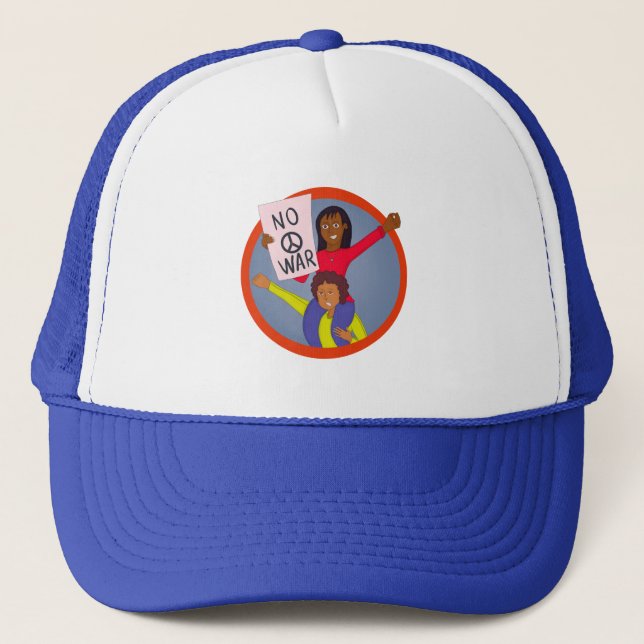 Two Girls Protesting Against War Trucker Hat (Front)