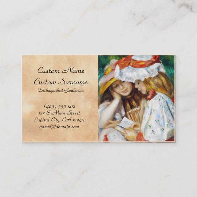 Two Girls Reading Pierre Auguste Renoir painting Business Card (Front)