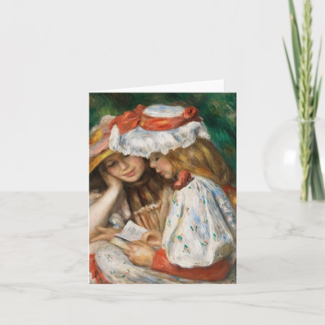 Two Girls Reading - Renoir Impressionist Painting Card (Front)