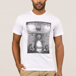 Two girls sitting by a fireplace at Christmas T-Shirt