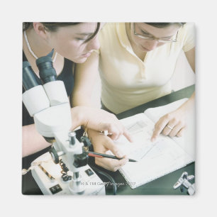 Two Girls with Microscope Magnet