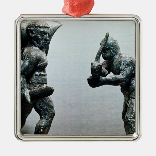 Two gladiators in combat metal tree decoration (Front)