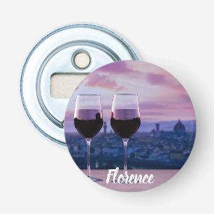 Two glasses of red wine on Florence skyline Bottle Opener