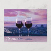 Two glasses of red wine on Florence skyline