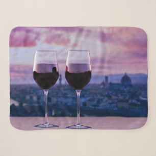 Two glasses of red wine on Florence skyline Sherpa Blanket