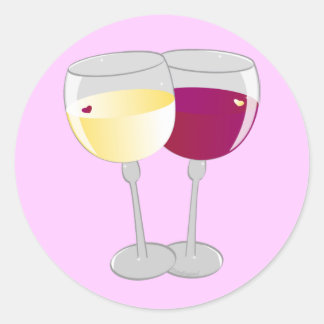Two Glasses of Wine Classic Round Sticker