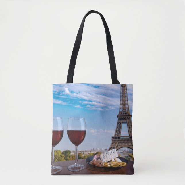 Two glasses of wine in cafe in Paris Tote Bag (Front)