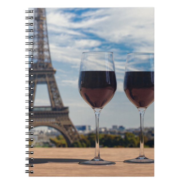 Two glasses of wine with Eiffel tower Notebook (Front)