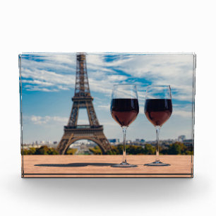 Two glasses of wine with Eiffel tower Photo Block