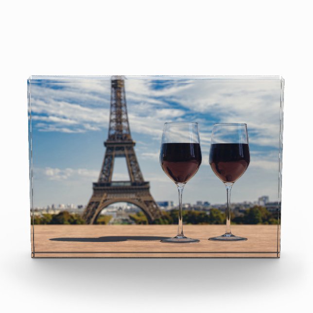 Two glasses of wine with Eiffel tower Photo Block (Front)
