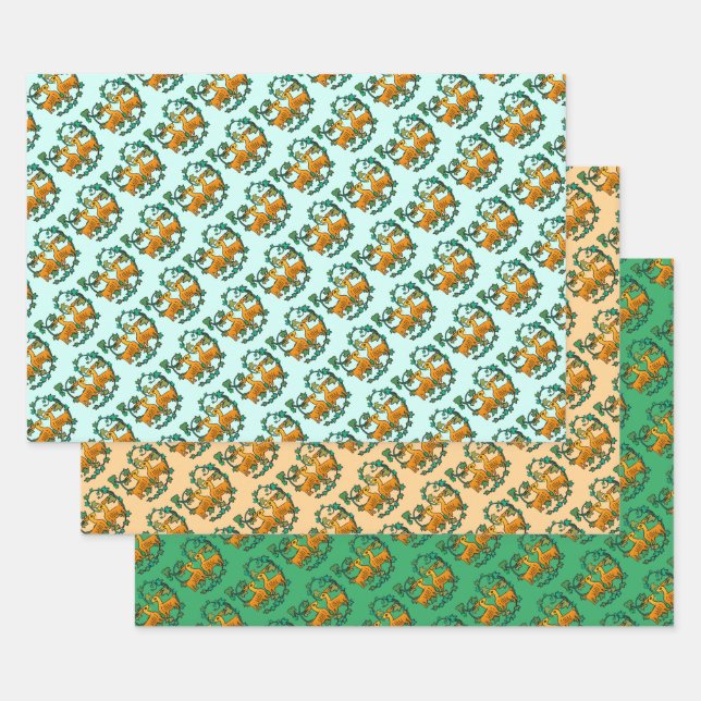 Two Goats and Leaves Wrapping Paper Sheet (Set)