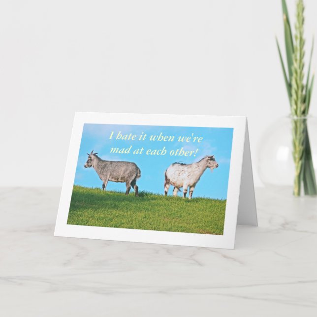 TWO GOATS, BACKS TO EACH OTHER. "I HATE IT WHEN WE CARD (Front)