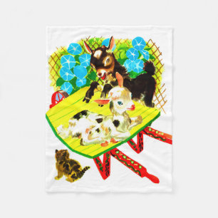 two goats one kitten fleece blanket