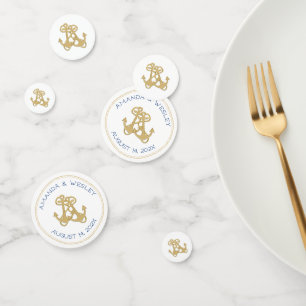 Two Gold Anchors Wedding Table Custom Confetti