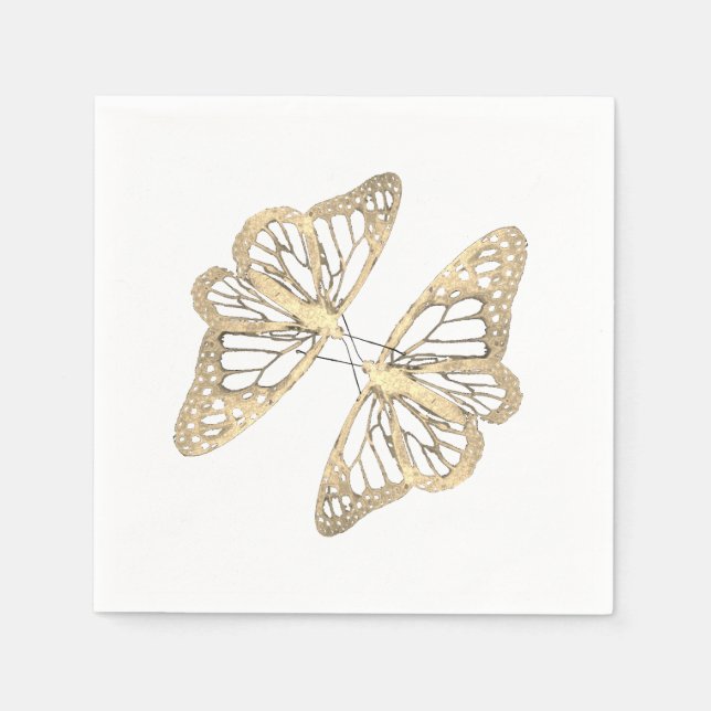 Two Gold Butterflies Napkin (Front)