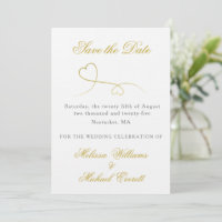 Two Gold Hearts | Elegant Minimal Save the Date