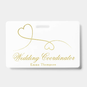 Two Gold Hearts   Wedding Planner / Coordinator ID Badge